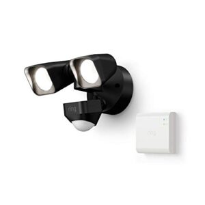 ring smart lighting – floodlight, wired, outdoor motion-sensor security light, black (starter kit)