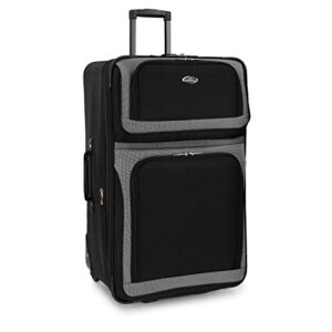 U.S. Traveler New Yorker Lightweight Softside Expandable Travel Rolling Luggage, Black/Grey, 4-Piece Set (15/21/25/29)