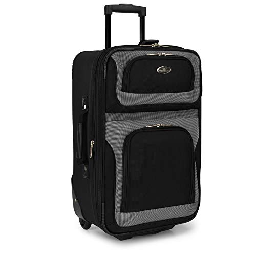 U.S. Traveler New Yorker Lightweight Softside Expandable Travel Rolling Luggage, Black/Grey, 4-Piece Set (15/21/25/29)