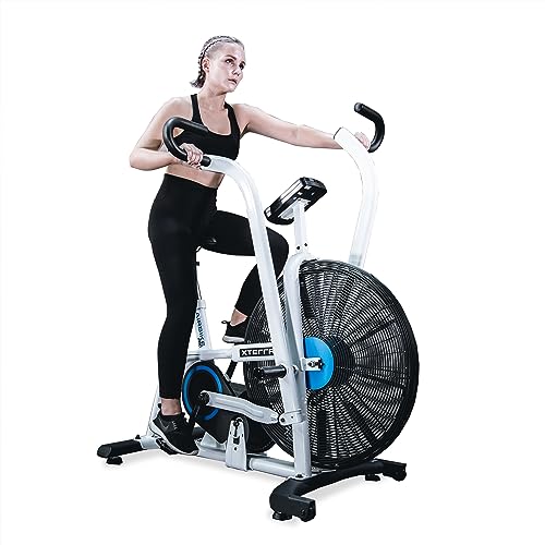 XTERRA Fitness AIR650 Air Bike Pro Industrial Grade Chain Drive System with Fully Adjustable Design and Padded Seat for Full Body Workout