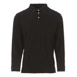 kickee menswear solid long sleeve performance jersey polo in midnight - 3xl