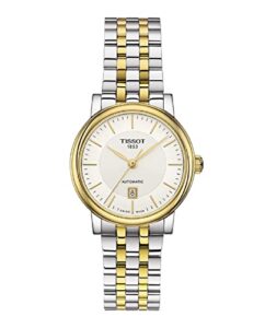 tissot womens carson auto stainless steel dress watch yellow gold 1n14,grey t1222072203100