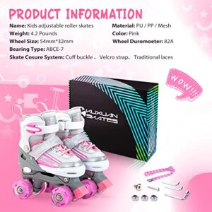 Kuxuan Skates Saya Roller Skates Adjustable for Kids,with All Wheels Light up,Fun Illuminating for Girls and Ladies - Pink M