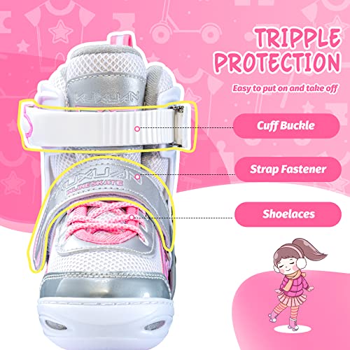 Kuxuan Skates Saya Roller Skates Adjustable for Kids,with All Wheels Light up,Fun Illuminating for Girls and Ladies - Pink M