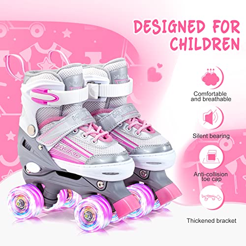 Kuxuan Skates Saya Roller Skates Adjustable for Kids,with All Wheels Light up,Fun Illuminating for Girls and Ladies - Pink M
