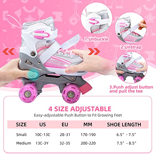 Kuxuan Skates Saya Roller Skates Adjustable for Kids,with All Wheels Light up,Fun Illuminating for Girls and Ladies - Pink M