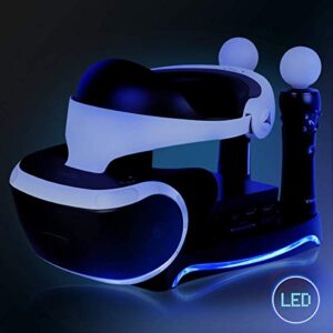 Skywin PSVR Stand - Charge, Showcase, and Display Your PS VR Headset and Processor - Compatible with Playstation PSVR - Showcase and Move Controller Charging Station