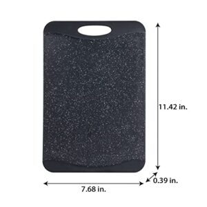 Kitchen Details Granite Look Cutting Board | Medium | 11.5” x 8” | Non-Slip Grip | Reversible Surface | Outside Drip Edge | Black