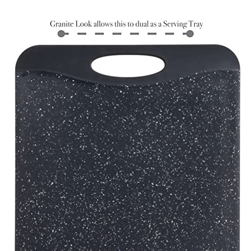 Kitchen Details Granite Look Cutting Board | Medium | 11.5” x 8” | Non-Slip Grip | Reversible Surface | Outside Drip Edge | Black