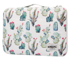 kinmac 360° protective water resistant laptop sleeve case bag with handle for hp lenovo dell asus acer 14 inch laptop,macbook pro 14 inch and most 14 inch laptop (cactus)
