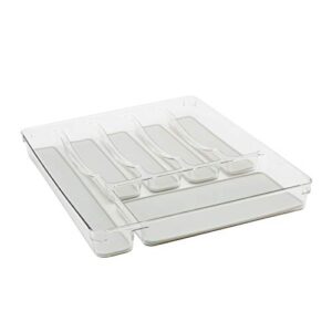 kitchen details 6 compartment x-large cutlery tray, clear