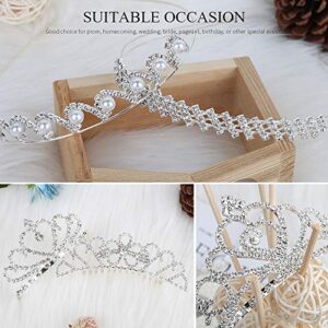 Teenitor Set of 5 Crystal Headband, Rhinestone Headbands for Women Hair Jewelry Wedding Headband Crown Party Tiaras-Silver