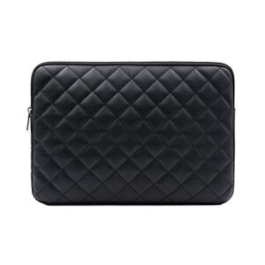 RAINYEAR 15.6 Inch Laptop Sleeve Diamond PU Leather Case Protective Shockproof Water Resistant Zipper Cover Carrying Bag Compatible with 15.6" Notebook Computer Ultrabook Chromebook(Black)