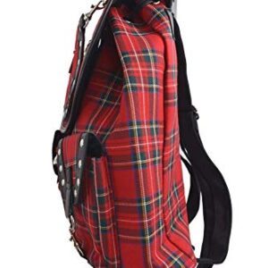 Lost Queen London Red Tartan Plaid Checked Drawstring Rucksack Backpack