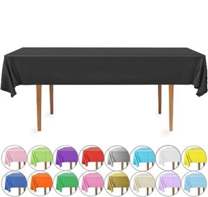 decorrack 2 rectangular tablecloths -bpa- free plastic, 54 x 108 inch, dining table cover cloth rectangle for parties, picnic, camping and outdoor, disposable or reusable in black (2 pack)