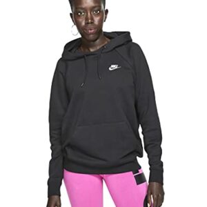 Nike Women's Sportswear Essential Fleece Hoodie (XL, Black/White)