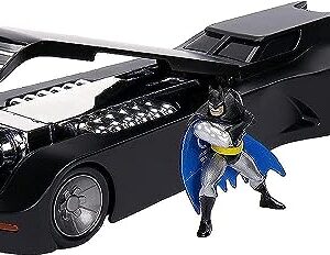 DC Comics 1:24 Batman Animated Series Batmobile Die-cast Car with 2.75" Batman Figure, Toys for Kids and Adults,Black