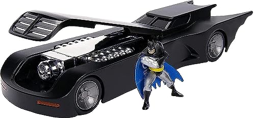 DC Comics 1:24 Batman Animated Series Batmobile Die-cast Car with 2.75" Batman Figure, Toys for Kids and Adults,Black