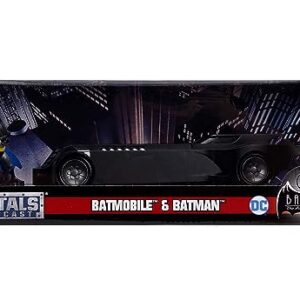 DC Comics 1:24 Batman Animated Series Batmobile Die-cast Car with 2.75" Batman Figure, Toys for Kids and Adults,Black