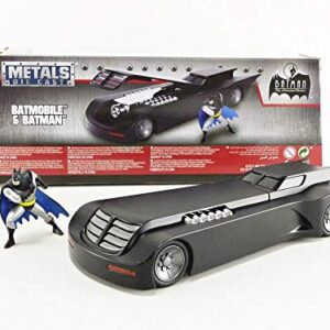 DC Comics 1:24 Batman Animated Series Batmobile Die-cast Car with 2.75" Batman Figure, Toys for Kids and Adults,Black