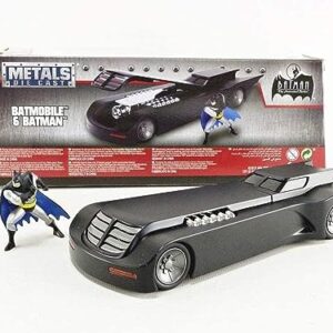 DC Comics 1:24 Batman Animated Series Batmobile Die-cast Car with 2.75" Batman Figure, Toys for Kids and Adults,Black