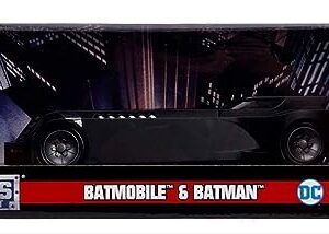 DC Comics 1:24 Batman Animated Series Batmobile Die-cast Car with 2.75" Batman Figure, Toys for Kids and Adults,Black