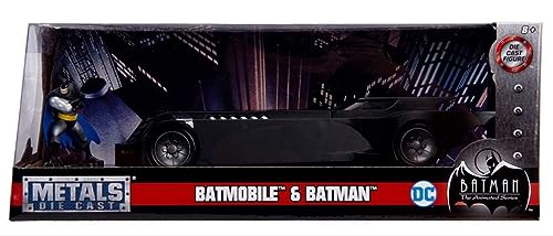 DC Comics 1:24 Batman Animated Series Batmobile Die-cast Car with 2.75" Batman Figure, Toys for Kids and Adults,Black