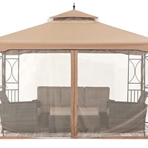 ABCCANOPY Patio Outdoor Gazebo 10X12 - Gazebo Canopy with Netting and Corner Frame Screen Wall for Backyard,Garden Gazebo Lawn (Khaki)