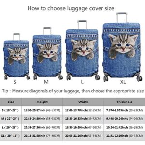 TAPE FIVE Washable Travel Luggage Cover Thickened Luggage Cover 18/24/28/32 Inch Suitcase Spandex Protective Cover (L(26"-28" luggage), Pocket Cat)