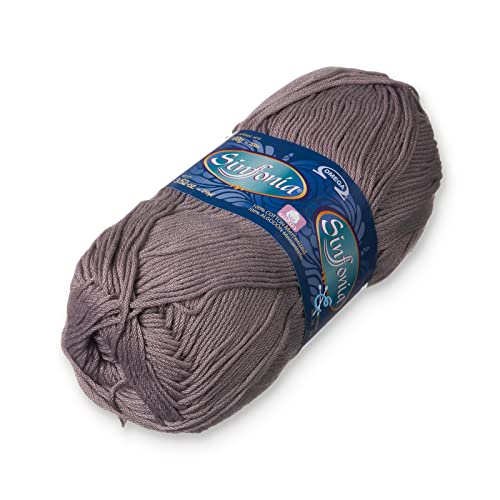 SINFONIA [100grs] by Omega - Elegant Fine 100% Mercerized Cotton Yarn for Knitting and Crafts - Color: 55 - Grey 886