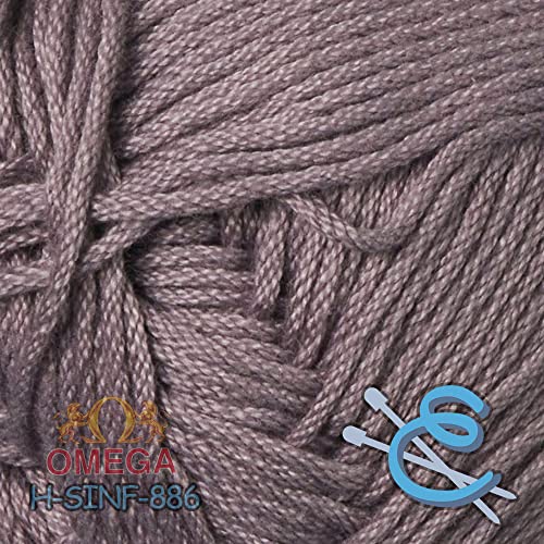 SINFONIA [100grs] by Omega - Elegant Fine 100% Mercerized Cotton Yarn for Knitting and Crafts - Color: 55 - Grey 886