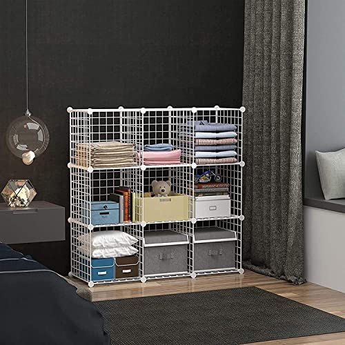 C&AHOME Wire Cube Storage, 9-Cube Organizer Metal, Wire C Grids Storage, Storage Bins Shelf, Modular Bookshelf, Closet Cabinet Ideal for Home, Living Room, Office 36.6”L x 12.4”W x 48.4”H White