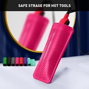 ZAXOP Resistant Silicone Mat Pouch for Flat Iron, Curling Iron,Hot Hair Tools (Hotpink)