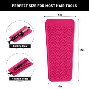 ZAXOP Resistant Silicone Mat Pouch for Flat Iron, Curling Iron,Hot Hair Tools (Hotpink)