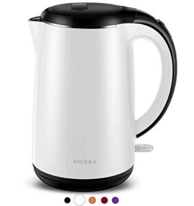 secura swk-1701db the original stainless steel double wall electric water kettle 1.8 quart, white