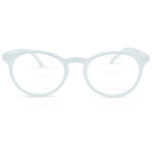 In Style Eyes Flexible Readers Reading Glasses - Full-Rimmed, Classic Round Lightweight Frame - Non-Polarized Lens - Solid White - 2.0x