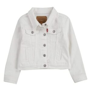 levi's girl's denim trucker jacket, white, m