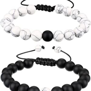 Howlite Black Matte Agate Couples Distance Energy Beads Bracelet For Valentine's Day Gift