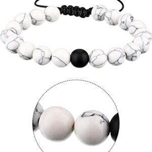 Howlite Black Matte Agate Couples Distance Energy Beads Bracelet For Valentine's Day Gift