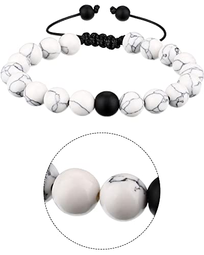 Howlite Black Matte Agate Couples Distance Energy Beads Bracelet For Valentine's Day Gift