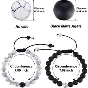 Howlite Black Matte Agate Couples Distance Energy Beads Bracelet For Valentine's Day Gift