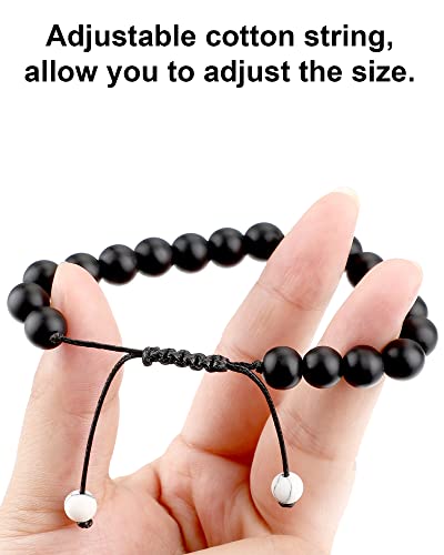 Howlite Black Matte Agate Couples Distance Energy Beads Bracelet For Valentine's Day Gift