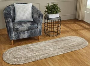 better trends ombre area rug, 24" x 72" runner, reversible and durable, 100% soft cotton anti-fatigue chenille, braided rug for entryway living room, kitchen - beige