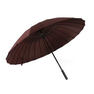 Lancoon 24 Ribs Large Umbrella Fashion Long Handle Straight Anti-UV Sun/Rain Stick Umbrella KS07Brown