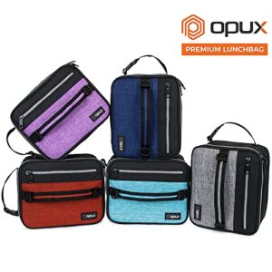 opux Insulated Lunch Box for Men Women Adult, Compact Lunch Bag for Kids Boy Girl Teen, Soft Lunch Cooler Bag for Work School, Leakproof Lunchbox Lunch Pail with Clip-on Buckle, Heather Gray