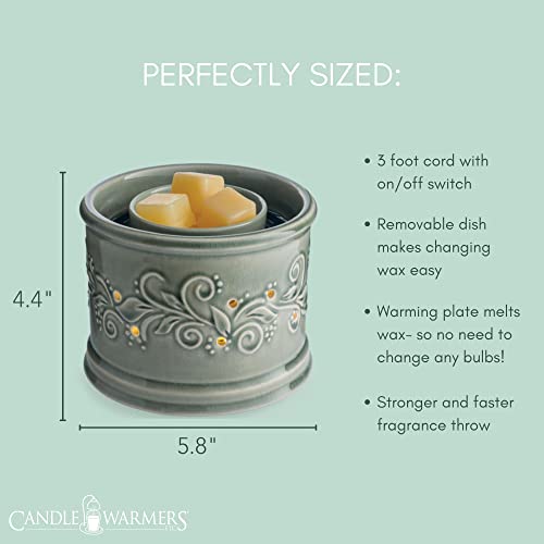 CANDLE WARMERS ETC. Illuminaire Perennial Fan Fragrance Warmer- Whisper Quiet Fan Circulates Scent from Scented Candle Wax Melts and Tarts for Full Room Freshener, Sage Green