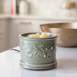 CANDLE WARMERS ETC. Illuminaire Perennial Fan Fragrance Warmer- Whisper Quiet Fan Circulates Scent from Scented Candle Wax Melts and Tarts for Full Room Freshener, Sage Green