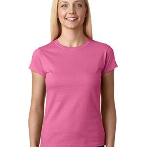 Gildan Women's Softstyle Cotton T-Shirt, Style G64000L, Multipack, Azalea (2-Pack), Small