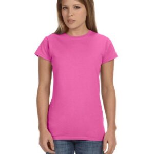 Gildan Women's Softstyle Cotton T-Shirt, Style G64000L, Multipack, Azalea (2-Pack), Small