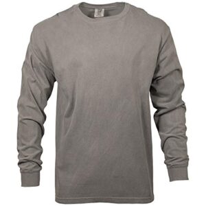 comfort colors men's adult long sleeve tee, style 6014, grey, large